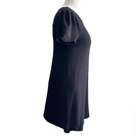 Maeve Anthropologie Women’s Little Black Shift Dress Diamond Knit Printed Size M - Picture 3 of 9